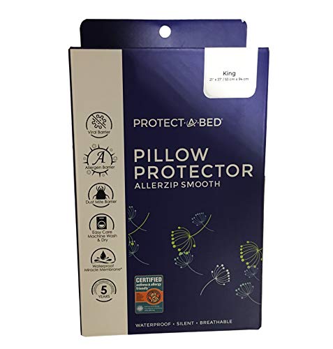 Protect-A-Bed, AllerZip Pillow Protector, Zippered, Waterproof, 2-pack, King Size