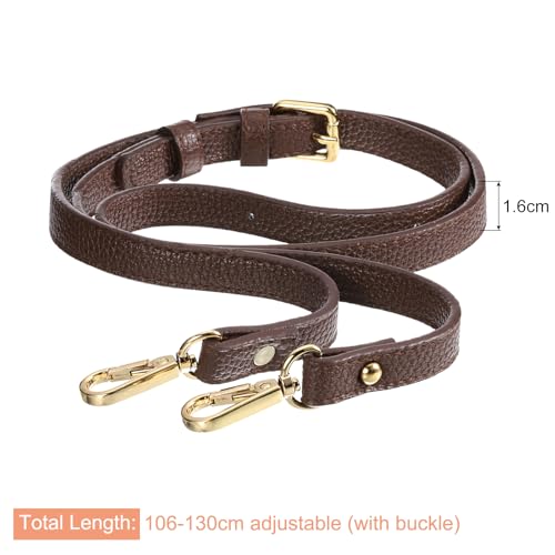 Image of uxcell Purse Strap, Leather Adjustable Replacement Strap for Women's Crossbody Handbags Bag, 0.6 inch Wide, 41-51 inch Long (Brown)