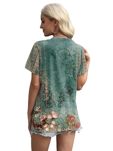 Image of XIEERDUO Womens Summer Tops 2026 Pleated Round Neck Short Sleeve Shirts Business Casual