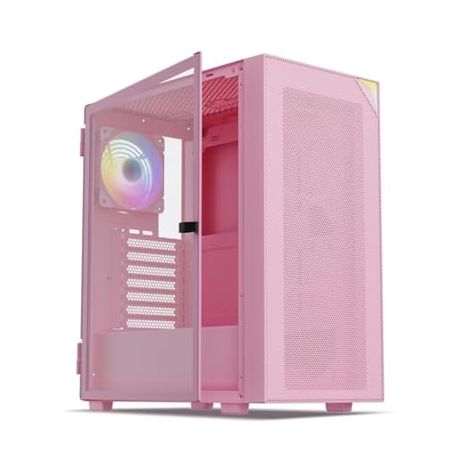 VETROO AL800 Full Tower PC Computer Case w/Door Opening Design Tempered Glass, E-ATX/ATX Support, Built-in ARGB LED Strip, Pre-Installed ARGB & PWM FDB Fan in Rear, Support for 40 Series GPUs -Pink