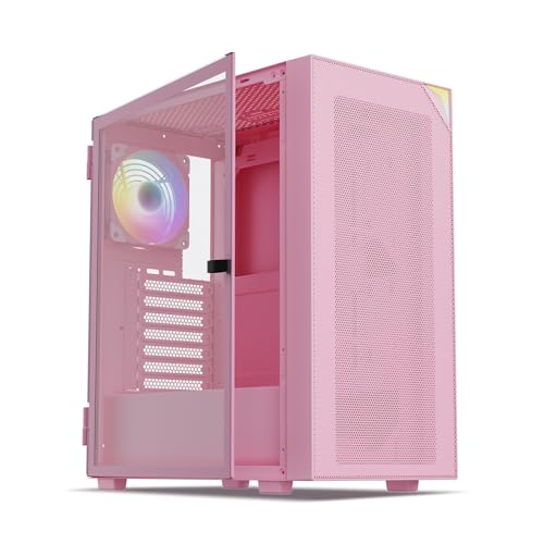 Vetroo AL800 Mid Tower ATX PC Computer Case - Door Opening Design Tempered Glass, Adjustable LED...