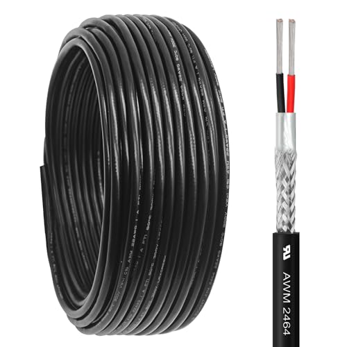 22/2 Shielded Wire 30FT 22 Gauge 2 Conductor Wire, UL2464 22 AWG Chain CNC Tinned Copper Cable for CNC Router Machine, CNC Spindle, Microphone, 3D Printer