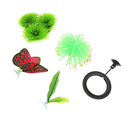 BUGUUYO 1 セット 水槽用給餌リング 水族館の装飾 水族館のライト 人工珊瑚 ネット 植物 金魚 コーラル ベタの魚の装飾 ベタ用品 ペットのベタのおもちゃ 水槽の付属品 魚の産卵巣 樹脂