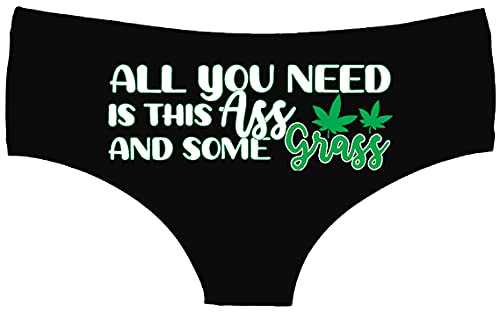 WEI YI Women's fashion sexy sleep and casual buttocks underwear panties shorts 3D printed animal pattern stretch super curve embrace (Large/X-Large, Black Ass and Some Grass)