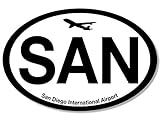 MAGNET 3x5 inch Oval SAN Airport Code Sticker - san diego calif airlines us Magnetic vinyl bumper sticker sticks to any metal fridge, car, signs