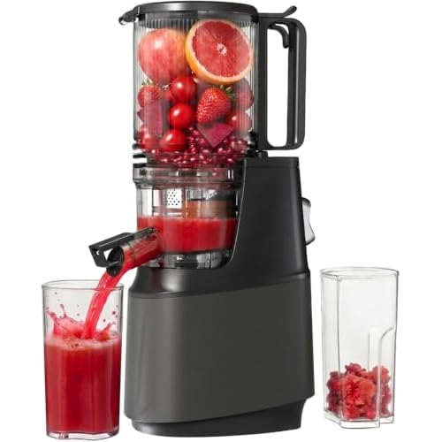 Cold Press Juicer, Juicer Machines with 5.3″ Wide Feed Chute, Slow Masticating Juicer for Whole Fruits and with Vegetables High Yield (Gray)