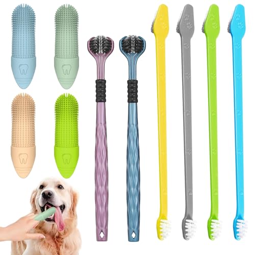 Soodyoow Spazzolino per Cani, Set Spazzolino per Cani, 360º Spazzolino da Denti Del Dito del Cane,Facile Pulizia dei Denti di Animali domestici, Gatti e Cuccioli