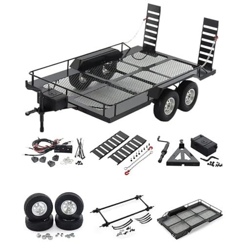 Remorque double essieu métal 1/10 kit accessoires RC Axial TRX4