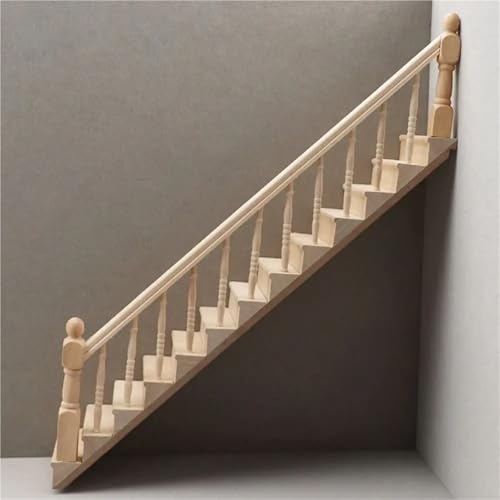 Mini escalier en bois de haute précision 1:12 avec finition rampe