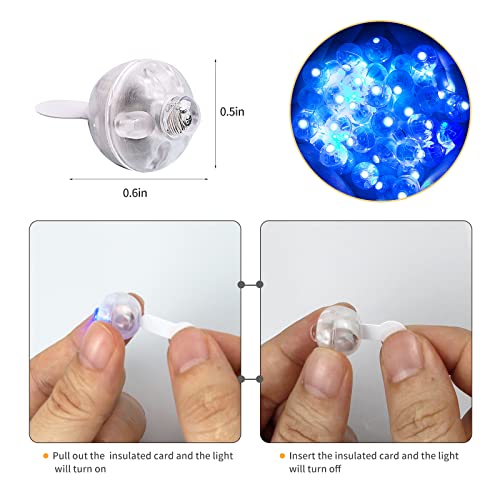 100pcs Blue LED Balloon Light,Round Led Ball Lamp Tiny Led Light Lighting Decoration for Indoor Outdoor Party Event Fun Wedding Festival Birthday Christmas Party Supplies