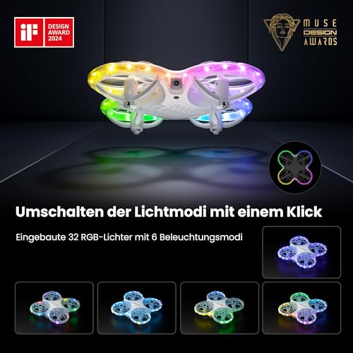 Ameta Morpho dron s kamerom za djecu, 1080P HD FPV dron za početnike, RC kvadrokopter s 32 RGB svjetla/18 min vremena leta/STEM moduli/izgubljena zujalica, pokloni igračke za dječake djevojčice