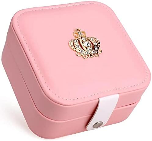 Jewelry Box Mini Travel Case, Portable Travel Mini Leather Jewellery Ring Organizer Case Storage Gift Box Girls Women Christmas Valentine's Day Ideas for Women Girls, Small Portable pink