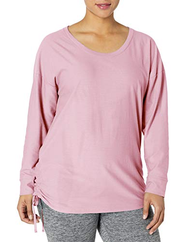 Just My Size Women's Plus-Size Shadow Stripe Tunic With Side Ties, Paleo Pink Stripe, 1X #TOP24