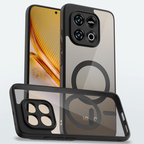 Image of Pikkme Back Cover for iQOO Neo 10 5G / Vivo Y300 GT 5G Compatible with Mag-Safe | Shockproof Design | Hard Transparent Back Case (Black Mag-Safe)