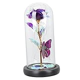 GRIRIW プリザーブドフラワーのローズママのガラスドーム入り誕生日おめでとう花、お母さんへのホームデコレーション