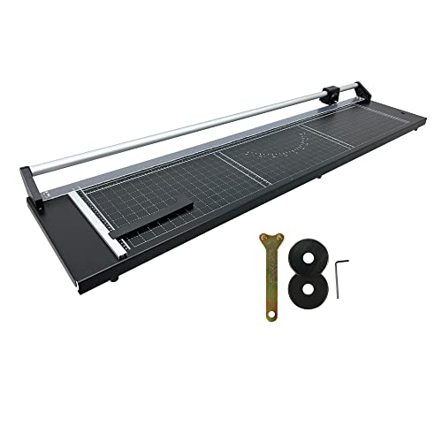 EQCOTWEA 48 Inch Rotary Paper Cutter & Trimmer Manual Rotary Paper Trimmer Precision Rolling Cutter with 2 Spare Blades/Angle Line for Photo Paper Film Label Photo Cardstock PVC