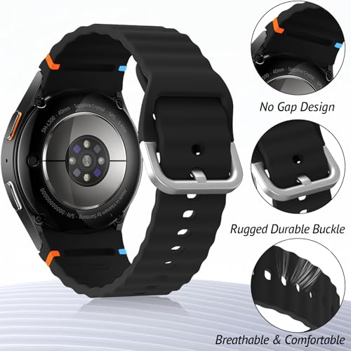 6 Pack Sport Band Compatible with Samsung Galaxy Watch 7 Band 40mm 44mm, No Gap Soft Silicone Strap for Galaxy Watch 6 5 4 FE/Galaxy Watch 6/4 Classic 47mm 43mm 46mm 42mm/Watch 5 Pro 45mm Men Women by Joytra - Used condition - Image 2