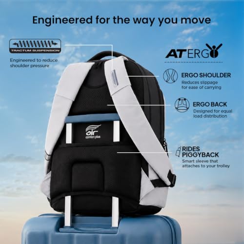 Image of American Tourister Verve 17 inch Laptop Backpack | USB Charging Port | Smart Trolley Sleeve | Hidden Pocket | Tractum Suspension Straps | Office Bag for Men and Women | 1 Year Global Warranty