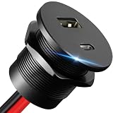 CamperXlite presa usb 12v camper in alluminio, doppia porta socket 18W QC et 30W PD per van, roulotte, yacht, usb 12v per rimorchi, caravan, barca, furgone, camion (1 Pezzi)