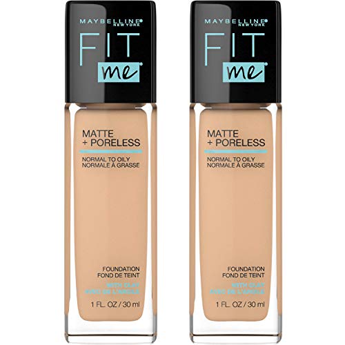 Maybelline Fit Me Matte + Poreless Liquid Foundation Makeup, Warm Nude, 2 COUNT Oil-Free Foundation