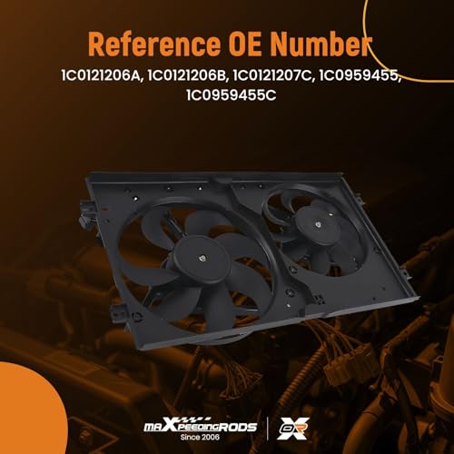 Image of maXpeedingrods Radiator Condenser Cooling Fan Assembly for Volkswagen Beetle 1998-2006, 1C0121206A 1C0121206B 620-773