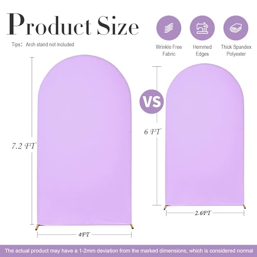 Image of Purple Arch Backdrop Cover Set of 2 (7.2ft & 6ft), Chiara Arch Cover Wrinkle-Free Spandex Arch Cover for Wedding Birthday Party Baby Shower Bridal Shower Ceremony Banquet Fabric Backdrop (No Stand)