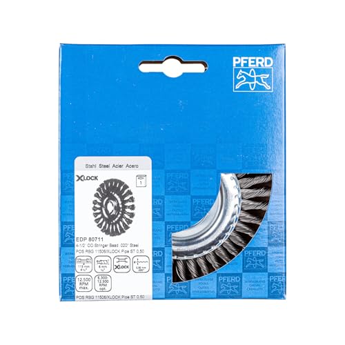 Image of PFERD Pipe, Round Brush, 125 x 6 mm, Knotted, 0.50 mm Steel Wire, X-Lock (22.23 mm), 43302521 - for Quick and Comfortable Tool Changes