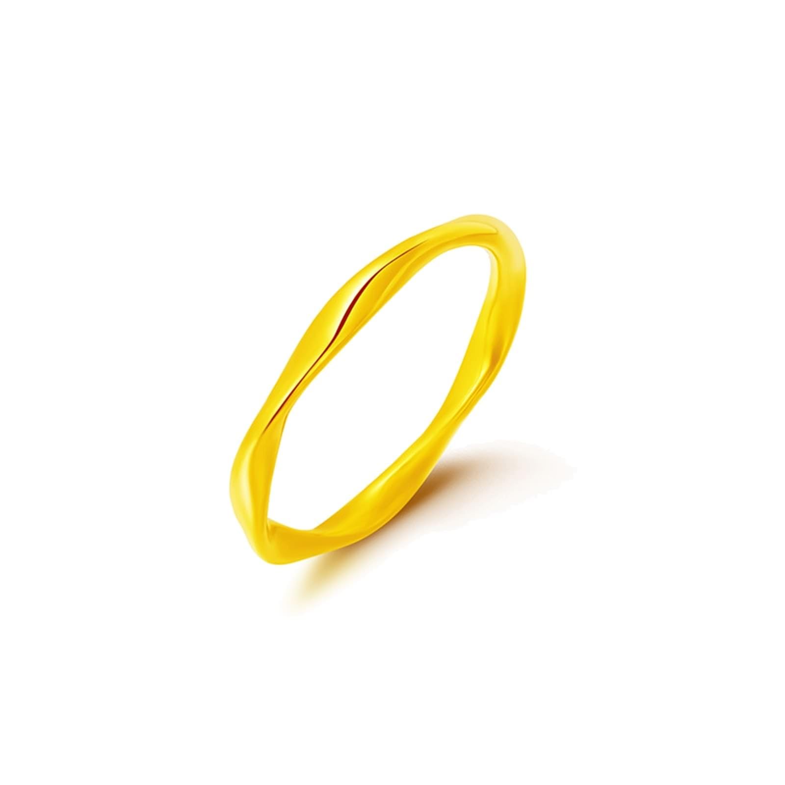 AMDXD Anello nuziale in oro giallo 24 carati Au999, morbido, sottile, 2 mm, anello dell'amicizia 999, misura 47-62