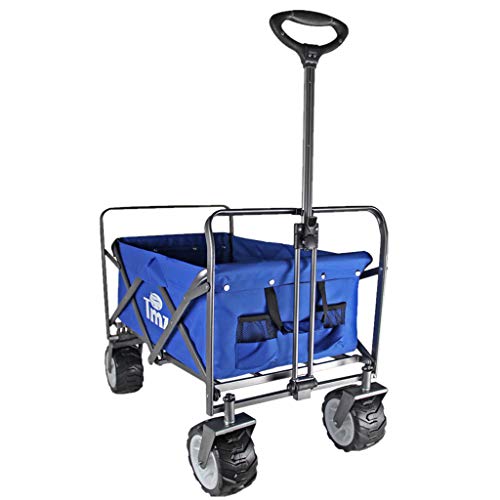 Carts Lxn Outdoor All Terrain Collapsible Portable Camping Wagon Trolley Folding Wheeled Festival, Garden Leisure Fishing Shopping Wide Wheel Mute Wheelbarrow,Load-bearing 120KG