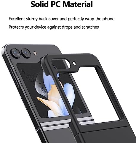 Natbok for Samsung Galaxy Z Flip 5 5G Case,[Anti-Drop] [Anti-Scratch] Slim Thin Hard PC Galaxy Z Flip5 Full-Body Protective Case,Shockproof & Non-Slip Phone Cover for Samsung Z Flip 5, Black