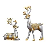 2Pcs Weihnachten Deko Rentier Skulptur , Hirsch Dekoration Winter Weihnachten Dekoration Elch Statue, Rentier Deko Winter Tischdeko Weihnachtsdeko für Wohnzimmer Schlafzimmer Weinachts Dekohirsch,D