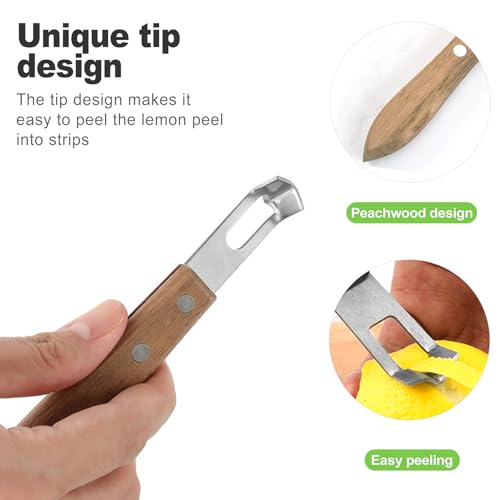 CeroDimo Channel Knife Lemon Peeler - Citrus Zester Tool with Wooden Handle, Stainless Steel Lemon Twist and Orange Peeler, Perfect Bar and Cocktail Garnish Tool