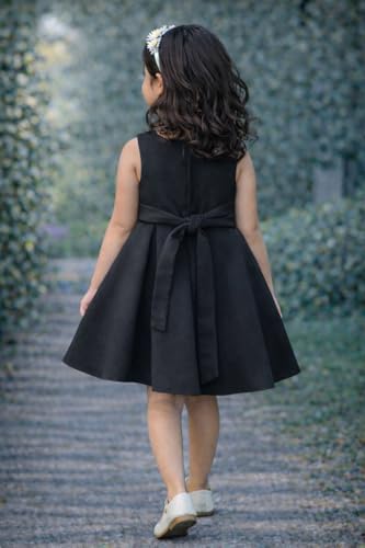 Image of Buy & Try Girls Sleeveless Frock & Dress, Scuba Fabric Knee Length Dress with Zipper Closure, Diamond Stone Pattern, Stylish Revit Look for Birthday & Festive Occasions
