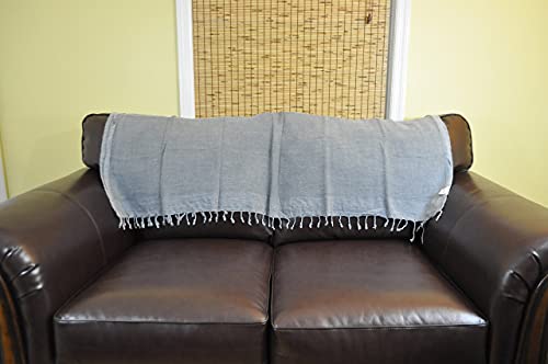 Stonewashed Turkish Throw Blanket In Denim Grey Blue, Soft, Cozy And Lightweight, Perfect For Use As A Love Seat Or Sofa Throw, Partical Bed Cover, Beach Blanket Or Yoga Blanket #TOP3