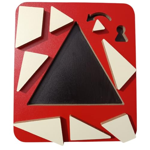 Image of Wooden Triangle Puzzle Board Game, Educational Brain Teaser for Kids and Adults (Red)