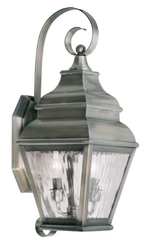 Image of Livex Lighting 2602-29 Exeter 2-Light Outdoor Wall Lantern, Vintage Pewter