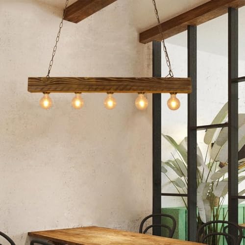 Table à manger sublimée par la lampe suspendue rustique CFWSHJ