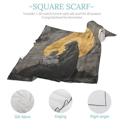 Virgin Mary Women Hair Scarf Square Silk Like Head Scarves Handkerchief Satin Neck Scarf4