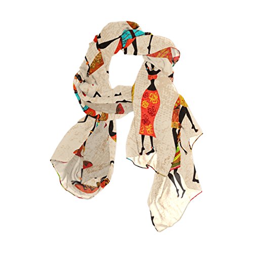 LORVIES Retro Beautiful African Women Silk Scarf Lightweight Long Scarf Shawl Wrap for Women