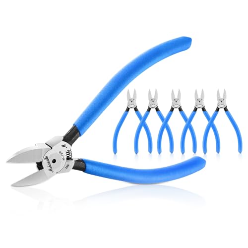 mshandto Wire Cutters, 6" Flush Cutters for Jewelry Making, 6 Pack Ultra-Sharp Side Cutters, CR-V Diagonal Cutters for Crafting, Flush Cut Pliers for Soft Copper Wire, Floral, Circuit Board