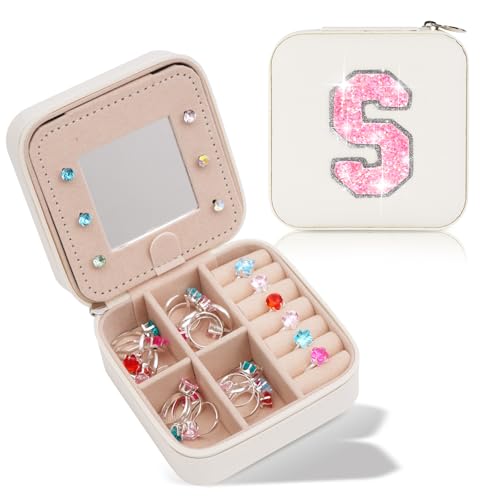Uygafly Gifts for Teen Girl Trendy Stuff,Birthday Gift for 5 6 7 8 9 10 11 12 13 14 15 Year Old Girls,Cute Travel Jewelry Case Small Box | Cream,S