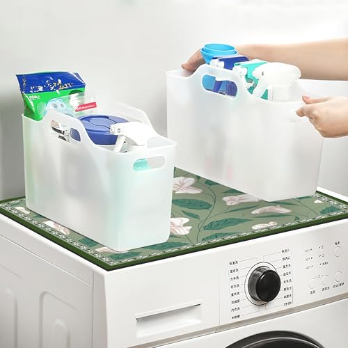 Image of Yellow Weaves Washer & Dryer Cover for Top, 60 x 60 cm, Washing Machine Top Protector Mat for Kitchen /Laundary Room, Water Absorbing, Dustproof, Scratch Resistant & Non-Slip (Floral Green)