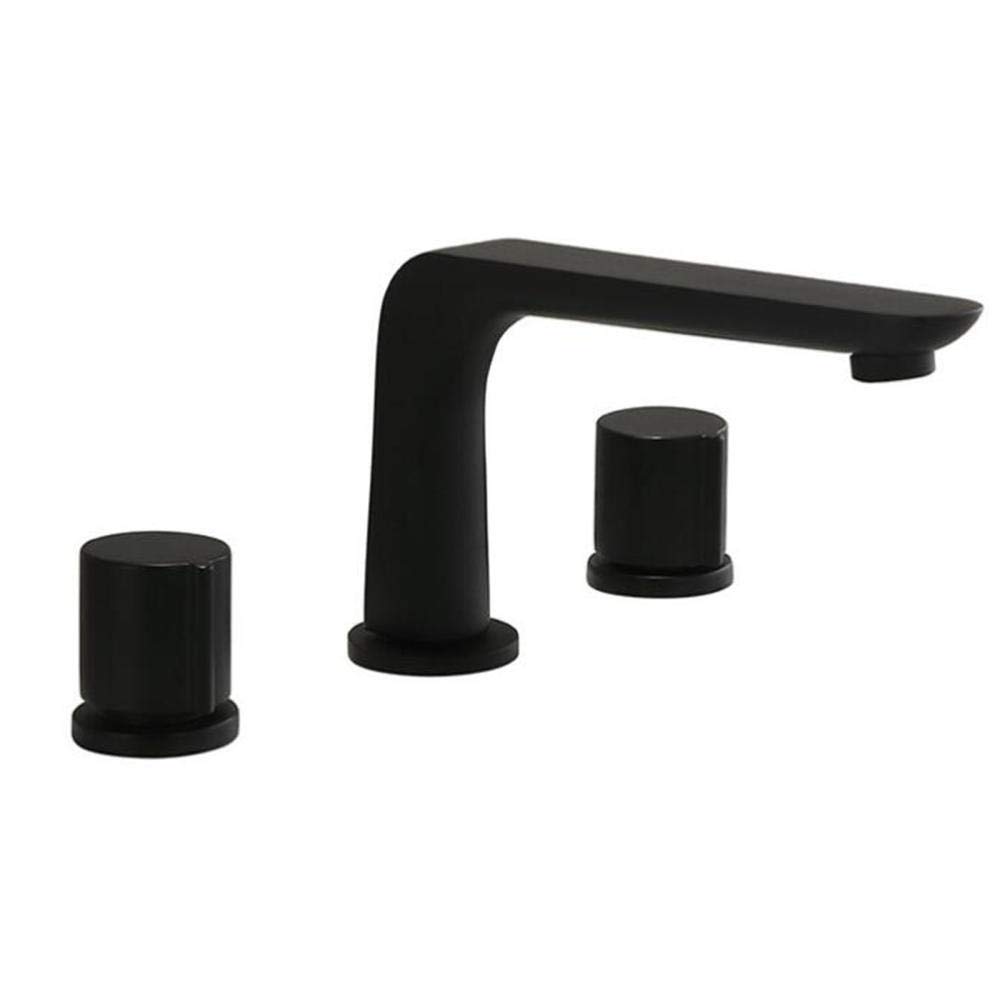 Robinet mitigeur de lavabo 3 trous à double interrupteur avec bec rotatif en laiton noir