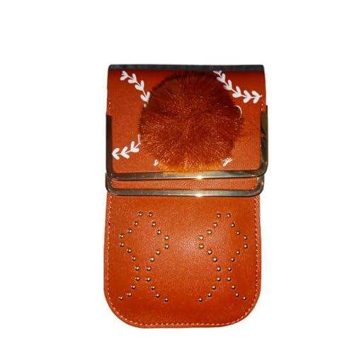 Akdigisoft Happy Handbag Womenmobile phone case in cognac leather with studs