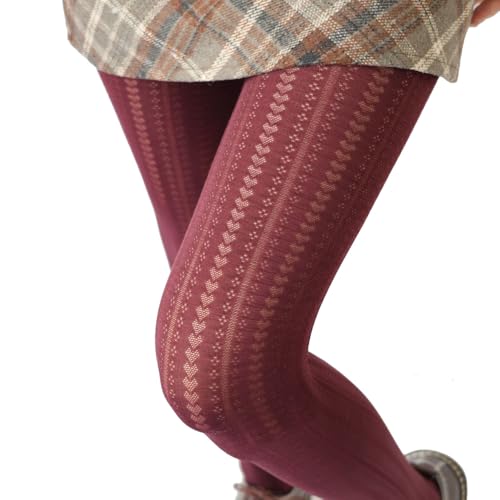 Image of Mrotrida Women's Heart Pattern Tights Elastic Jacquard Love Heart Pantyhose Stockings