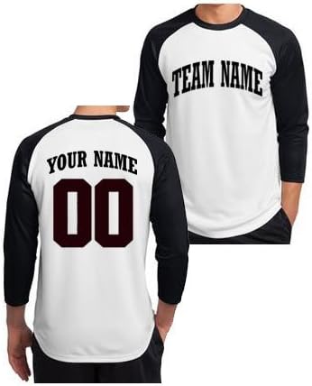 Custom 3-Quarter Sleeve Baseball T-Shirt (Black, Adult XX-Large)