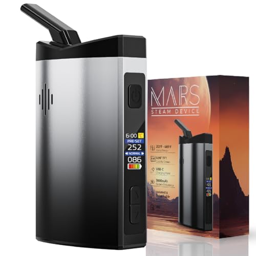 Vaporizer Cannabis IOUQ Mars Kit Kräuter Verdampfer mit LCD Display, präziser Temperaturregelung 100–250 °C, Keramikmund &3000mAh USB-C Schnellladung (1, Gradient Grey)