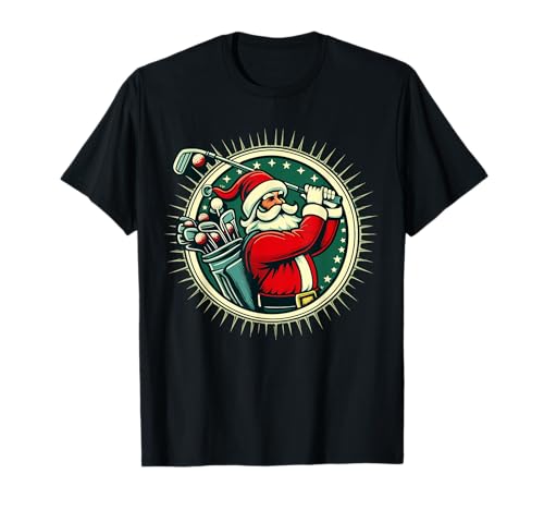 Golf Oh Christmas Tee Santa Claus Vintage Golfer Golfing Maglietta