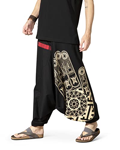 Image of The Veshti Company Printed Harem Pants for Men's Cotton Hippie Style Baggy Boho Yoga Pajama Pant with Pocket