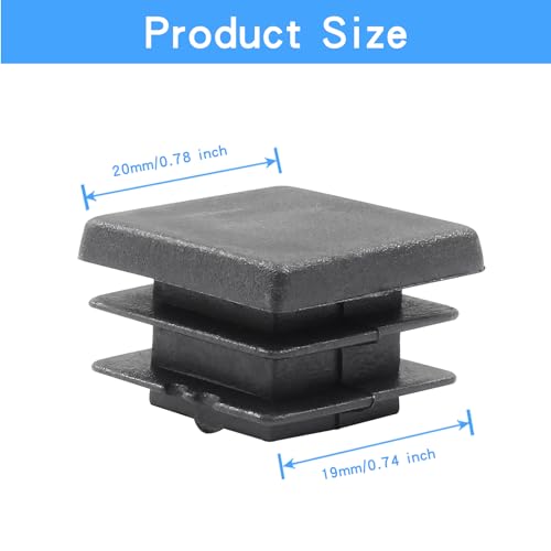 Image of Zorfeter 30 Pcs 3 /4 Inch Square Black Plastic Plugs, Fit for 3 /4 Inch Square Metal Tube, Tubing End Caps for Fence and Chair Legs